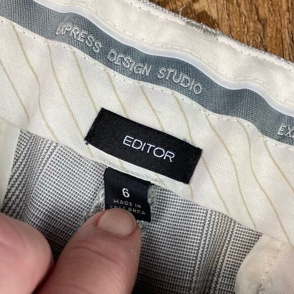 Express Editor Plaid Checked Trousers Pants Gray Size 6 - Picture 7 of 9